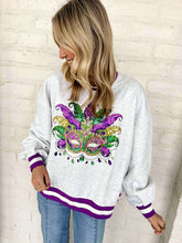 Load image into Gallery viewer, Mardi Gras Mask Sequin &amp; Jeweled Sweatshirt