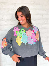 Load image into Gallery viewer, Queen Of Sparkles Charcoal Multi Gingham Ghost Patch Sweatshirt