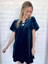 Load image into Gallery viewer, Upon Request Dark Blue Velvet Dress