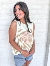 Load image into Gallery viewer, Queen Of Sparkles Ivory &amp; Tan Striped Shell Knit Tank