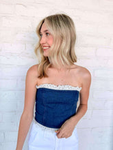 Load image into Gallery viewer, Figure You Out Denim Lace Top