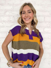 Load image into Gallery viewer, Mardi Gras Stripe Dolman Sweater Top