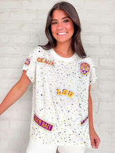 Load image into Gallery viewer, Queen Of Sparkles Licensed LSU Multi Rhinestone Scattered Logo Tee