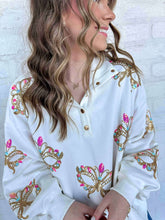 Load image into Gallery viewer, Iridescent Mask Mock Neck Button Up (front &amp; back)