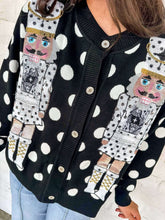Load image into Gallery viewer, Queen Of Sparkles Black &amp; White Polka Dot Nutcracker Cardigan