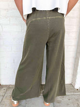 Load image into Gallery viewer, Around Town Dark Olive Terry Washed Pants