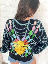 Load image into Gallery viewer, Queen Of Sparkles Black Multi Spider On Web Cardigan