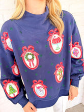 Load image into Gallery viewer, Queen Of Sparkles Navy Wallpaper Mockneck Sweatshirt
