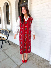 Load image into Gallery viewer, Queen Of Sparkles Red 3D Holly &amp; Candy Cane Knit Midi Dress