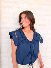 Load image into Gallery viewer, Take It All Navy Scallop Top