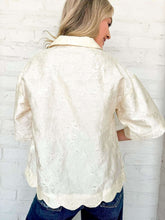 Load image into Gallery viewer, Scallop Secrets Ivory Jacquard Top