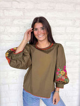 Load image into Gallery viewer, Sweetest Direction Olive Puff Sleeve Top