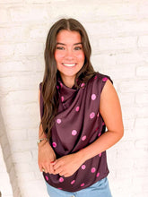 Load image into Gallery viewer, Leave Me There Plum Polka Dot Top