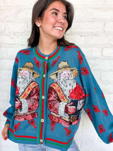 Load image into Gallery viewer, Queen Of Sparkles Blue Crawfish Santa Button Up