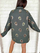 Load image into Gallery viewer, Queen Of Sparkles Navy Plaid Scattered Turkey Button Up Dress