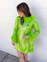 Load image into Gallery viewer, Queen Of Sparkles Green Full Sequin Grinch Dress