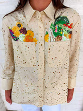 Load image into Gallery viewer, Queen Of Sparkles Beige Rhinestone Fall Pocket Button Up