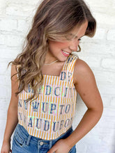 Load image into Gallery viewer, Queen Of Sparkles Yellow &amp; White NOLA Street Tiles Cotton Top