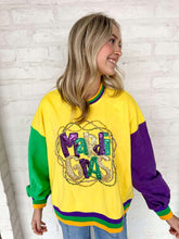 Load image into Gallery viewer, Mardi Gras Bead Color Block Sweatshirt