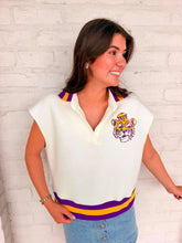 Load image into Gallery viewer, Jordan Amanda Tiger Collar White Top