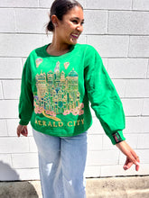 Load image into Gallery viewer, Queen of Sparkles x Wicked Emerald City sequin sweatshirt green gold