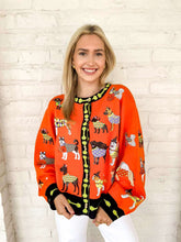 Load image into Gallery viewer, Queen Of Sparkles Orange Halloween Dog Cardigan