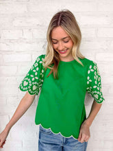 Load image into Gallery viewer, THML Lovers Move Green Top