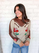 Load image into Gallery viewer, THML Wish You Well Beige Flower Sweater