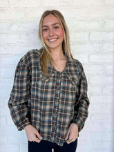 Load image into Gallery viewer, Plaid Statement Brown Top