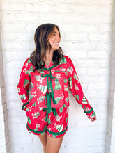 Load image into Gallery viewer, Queen Of Satin Christmas Check Print Ruffle Set Red