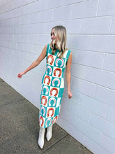 Load image into Gallery viewer, Queen Of Sparkles Teal Checkered Horse Shoe Dress