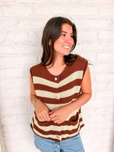 Load image into Gallery viewer, Here We Go Brown Stripe Top