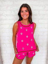 Load image into Gallery viewer, Queen Of Sparkles Pink Rhinestone Active Tank