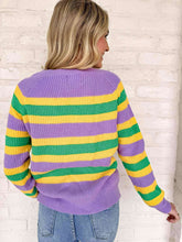 Load image into Gallery viewer, Mardi Gras Knitted Striped Sweater