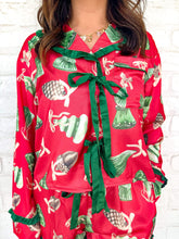Load image into Gallery viewer, Queen Of Satin Christmas Check Print Ruffle Set Red