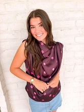 Load image into Gallery viewer, Leave Me There Plum Polka Dot Top