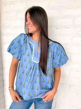 Load image into Gallery viewer, Winning The Game Denim &amp; Sage Top