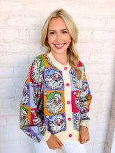 Load image into Gallery viewer, Queen Of Sparkles Pastel Colorblock Santa Button Up Cardigan