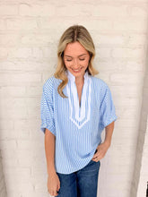 Load image into Gallery viewer, Fair Enough Light Blue Stripe Top