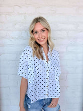 Load image into Gallery viewer, Love It White Polka Dot Top