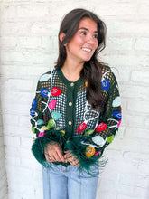 Load image into Gallery viewer, Queen Of Sparkles Green Crochet Multi Christmas Light Cardigan