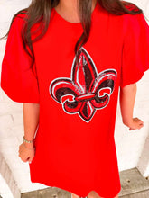 Load image into Gallery viewer, Jordan Amanda Fleur De Lis Red Dress