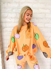 Load image into Gallery viewer, Queen Of Sparkles Orange Multi Pumpkin QOS Card Sweatshirt