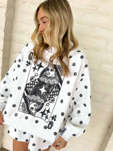 Load image into Gallery viewer, Queen Of Sparkles White &amp; Black Polka Dot Queen Card Sweatshirt