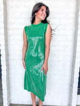 Load image into Gallery viewer, Queen Of Sparkles Green Full Sequin Knit Tank Midi Dress