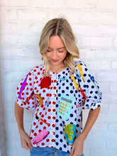 Load image into Gallery viewer, Queen Of Sparkles Color-block Polka Dot Teacher Icon Top
