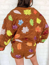 Load image into Gallery viewer, Queen Of Sparkles Brown Multi Leaf Quilted Card Sweatshirt