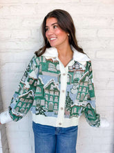 Load image into Gallery viewer, Queen Of Sparkles Multi Snowy Village Cardigan with Fur Collar