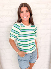 Load image into Gallery viewer, Reaching Out Cream Green Top
