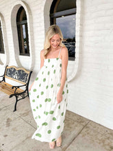 Load image into Gallery viewer, Spotted You Green Polka Dot Maxi Dress